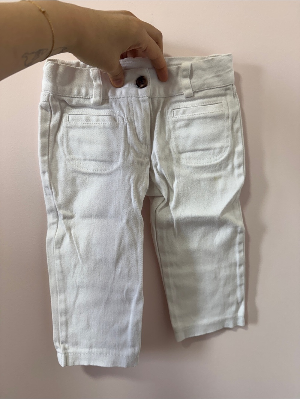 Kids White Stretch Cotton Bottoms
